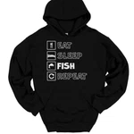 Sleep Repeat Hooded Sweatshirt Funny Fishing Rod Reel Pole Humor Hoodie. Fixed Price $31.99.