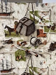 Vintage Mcm Hunting Horses Fishing Reel Pole Duck Deer Cabin Barkcloth Fabric. Fixed Price $28.00.