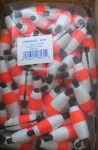 Betts B00BSL-RW 1.5" Red And White Slotted Cigar Float W/pegs Bag Of 100. Fixed Price $50.00.