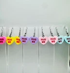 Conversation Hearts Dangle Earrings Resin Lightweight Candy Fish Hook. Fixed Price $6.00.