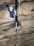Kunnan Ultralight Spinning Rod 4.5 2-PC Kbrv & 5.2:1 Reel American Flag Decal. Fixed Price $35.00.