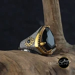 Handmade 925 Sterling Silver Mens Ring: Black Zircon, Gold & Rhodium Plated. Fixed Price $235.18.