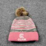 Clam Beanie Hat Womens One Size Pink Striped Knit Fleece Lined Pom Ice Fishing. Fixed Price $13.56.