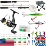 Gonex Ice Fishing Rod Reel Combo 30" Medium Light Carbon Fiberglass Portab. Fixed Price $107.48.