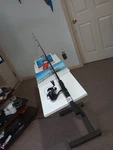 Spinning Fishing Rod Zebco Annhilator 7' Med 6-14LB And Reel 13 Kalon. Fixed Price $52.00.