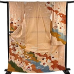 Japanese Kimono Furisode Light Orange 167.5CM Ft In Pure Silk AA8063. Fixed Price $96.49.