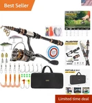 All-in-one Fishing Gear Carbon Fiber Telescopic Rod & Reel For Bass. Fixed Price $100.79.