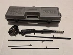 Zebco 12/20 Lancer Reel W/ #4299 5 6 Fiberglass Rod & Hard Plastic Tackle Tote. Fixed Price $86.69.