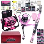 Pink Fishing Rod And Reel Combo For Women, Telescopic Carbon Fiber Pole With .... Fixed Price $186.25.