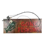 Vintage Rustic Fishing Sign Rod Reel Metal Camp Cabin Decor 31X12X2. Fixed Price $100.00.