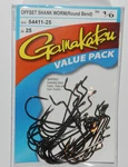 Gamakatsu 1/0 Offset Shank Worm Round Bend Hook 54411-25 Value Pack. Fixed Price $13.95.