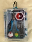 Brookstone 8 Piece Fishing Kit, Multi Tool, Bobbers, Stringer, Bungee Clip. Fixed Price $28.99.