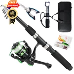 Tripquips Fishing Rod, Telescopic 6.9FT, GREEN-6.9FT Spinning Combo. Fixed Price $54.98.