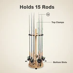 Fishing Racks Floor Stand Bamboo Round Rods Holder For 15 Poles. Fixed Price $26.99.