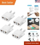 Ultra-light 4-PACK European To American Plug Adapter Perfect For Travel Use. Fixed Price $8.99.