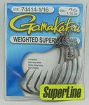Gamakatsu 74413-1/16 Ewg Weighted Black Superline Worm Hook Oz Size 4/0 5CT. Fixed Price $9.90.