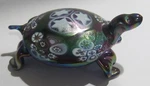 Gibson Iridescent Art Glass Turtle Paperweight Star Pattern Signed. Fixed Price $145.00.