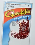 Gamakatsu Size Offset Ewg Shank Worm Red Hooks 58310-25 Value Pack. Fixed Price $14.95.