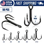 50PCS Fishing Treble Hooks - 3X Strong Triple High Carbon Steel Bass Pike. Fixed Price $13.99.