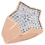 10K Rose Gold Round Diamond Star Shape Frame Pinky Ring 24MM Mens Band 1.70 Ct.. Fixed Price $3578.00.