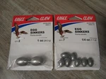 2 Packs Eagle Claw Egg - 1/4 Oz & Lead Weights (9 Total Sinkers). Fixed Price $5.72.