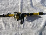Telescopic Santa King Yellow Spinning Rod & Reel Combo BH200, Collapsable. Fixed Price $19.00.