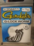 6 Gamakatsu 204411 G-lock Worm Fish Hooks Size 1/0. Fixed Price $8.60.