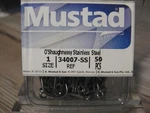 50 Mustad Stainless Steel O'shaughnessy Fish Hooks 37007-SS Size 1. Fixed Price $15.80.