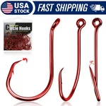 50-100PCS Circle Hooks Red Black Saltwater & Freshwater Octopus Fishing. Fixed Price $13.45.