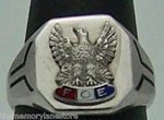 Great Vintage Estate Sterling Silver Eagle & Foe Enamel Ring, Size 7.5. Fixed Price $84.99.
