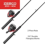 202/404 Zebco Spincast Reels Fishing Rod Combo 2PK 5"6' Pole 30/40 Rh 10/15 Line. Fixed Price $57.55.