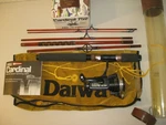 Vintage Daiwa Vip Gold 7052 Action Backpack Rod With Cardinal 752 Reel. Fixed Price $150.00.