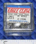 Eagle Claw Fish-hook 2X-STRONG Size 6 Style L375T Nickel Finish 20 Count Box. Fixed Price $9.99.