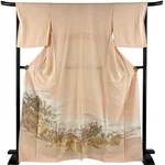 Japanese Kimono Irotomesode Light Pink 167CM 5 Ft Pure Silk AA8474. Fixed Price $83.82.