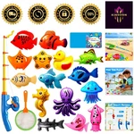 Magnetic Ocean Fishing Set For Kids Fun Bath & Pool Toy With 15 Fish, Rod. Fixed Price $23.19.