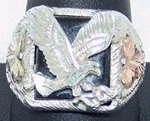 Striking Men's Onyx Sterling Silver Eagle Ring W/ Vermeil Detail, Size 11.5. Fixed Price $194.99.