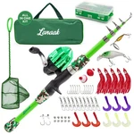 Lanaak Kids Fishing Pole And Tackle Box - With Net, Travel Bag, Reel Begi.... Fixed Price $53.14.