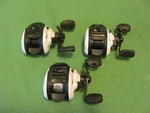 3 Abu Garcia Ike Ez Low Profile Right-handed Baitcasting Reels.. Fixed Price $94.95.