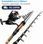 Carbon Fiber Telescopic Fishing Rod And Combo With Spinning Reel, Pole Kit. Fixed Price $41.99.