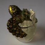 Jeweled Enamel Hatching Sea Turtle Egg Hinged Ring Magnet Trinket Holder Box. Fixed Price $14.00.
