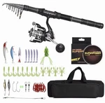 Lixada Telescopic Spinning Rod Reel Combo With Lures, Hooks, Carry Bag. Fixed Price $42.89.