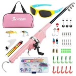 Kids Fishing Pole Set- Portable Folding Rod And Reel Combo Kit Pink. Fixed Price $37.80.