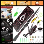 Telescopic Fishing Rod And Reel Combo, Carbon Fiber, Tackle Box Included, Great. Fixed Price $153.99.