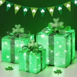 St Patricks Day Decorations Lighted Gift Boxes With 3D Shamrocks, Green Decor.... Fixed Price $42.50.