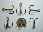 (50) Vmc Regular-shank 1X Treble Hooks (size 6) Bronze (9650BZ) Bulk. Fixed Price $25.00.