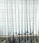 Lot 14 Rods 10 Reels: Abu Garcia Shimano Penn Okuma Mitchell Daiwa Shakespeare. Fixed Price $800.00.