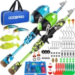 Oddspro Kids Fishing Pole Starter Kit W/ Tackle Box, Reel, Practice Plug, Travel. Fixed Price $85.48.