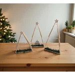 Set Of Rustic Wooden Christmas Trees With Lights, 10, 13.5, 15 In. Heights. Fixed Price $14.77.