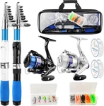 Collapsible Fishing Rod Set With Reels, Lures & Line - Fresh Saltwater Ready. Fixed Price $73.99.