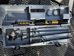 Zebco Omega 144 Reel W/ #4297 5 6 Fiberglass Rod & Hard Plastic Tackle Tote. Fixed Price $95.45.